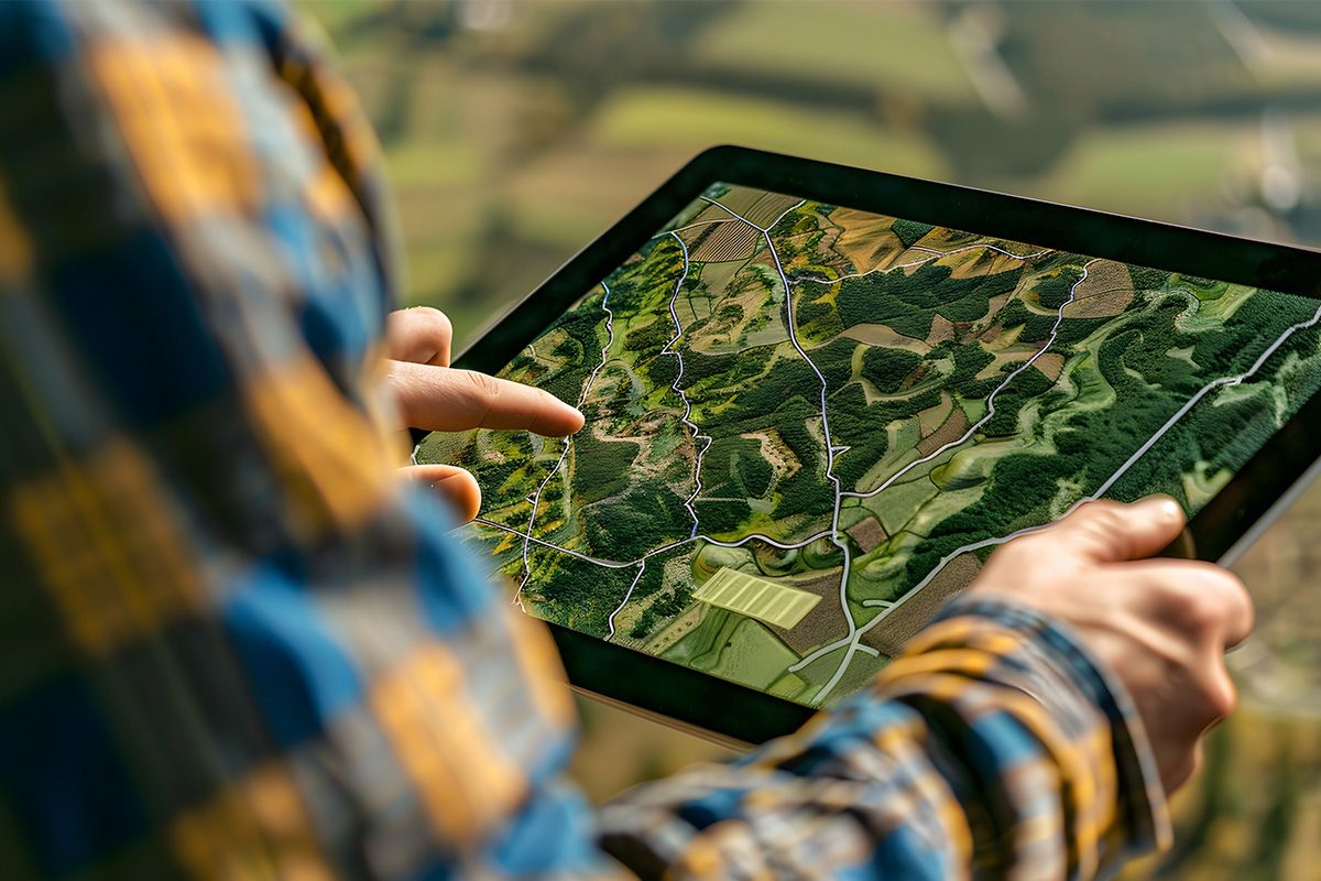 Personne regardant une carte sur une tablette numérique