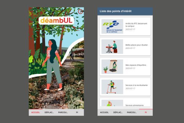 Captures d'écran de l'application DéambUL
