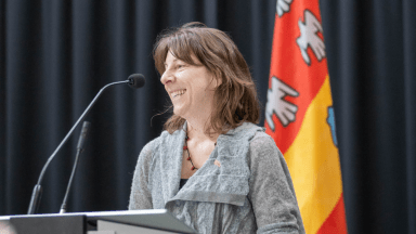 Nancy Gélinas lors du lancement de la Campagne Campagne Communauté ULaval 2025