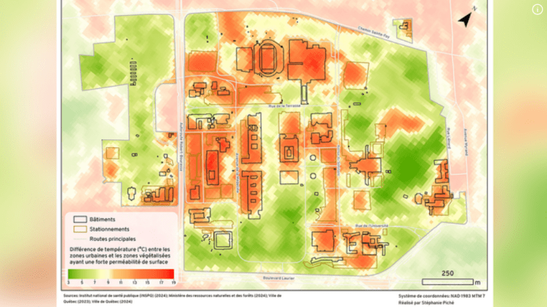 Carte de température des zones du campus